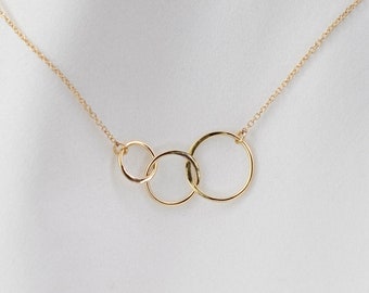 14K Gold Three Circle Necklace