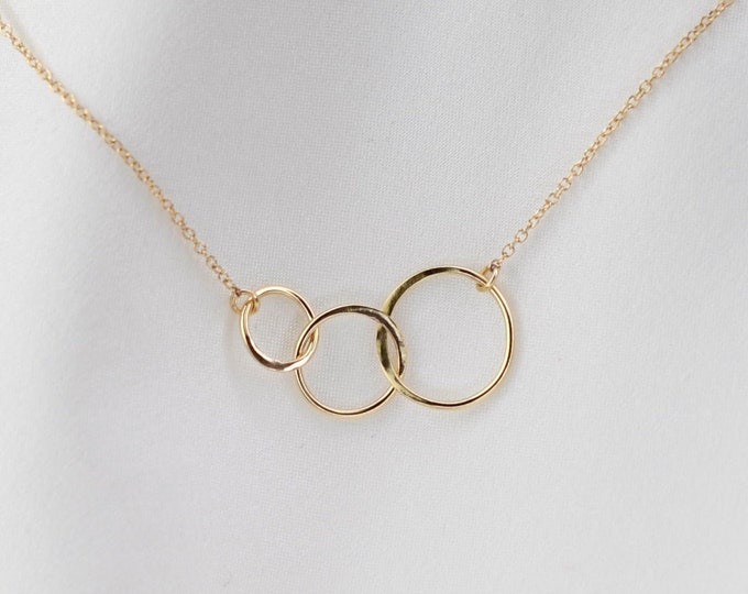 14K Gold Three Circle Necklace