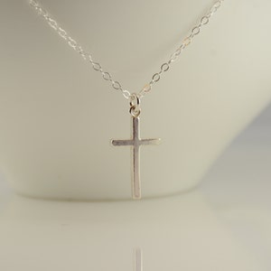 Cross necklace. Sterling silver cross necklace. Christening gift. Baptism gift, Baptism necklace. First Communion gift.