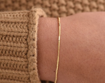 14K Gold Saturn Chain Bracelet - 14K Gold Bracelet