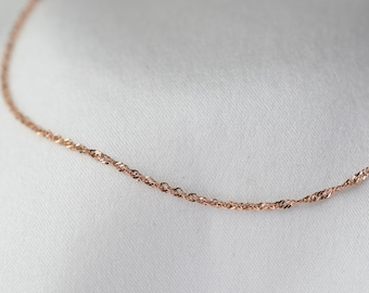 14K Rose Gold Anklet: Delicate Sparkle Singapore Chain