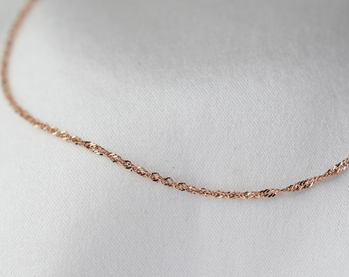 14K Rose Gold Delicate Sparkle Chain Anklet - 14K Rose Gold 1.1mm Chain Anklet