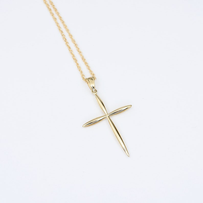 14K Solid Gold Cross Necklace 14K Gold Cross Necklace