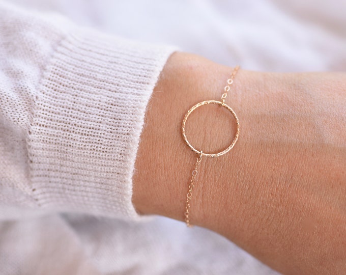 14K Karma bracelet - Solid Gold Circle Bracelet