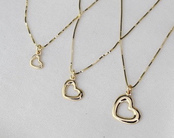 14K Gold Tiny Open Heart Generations necklace. Generations gift