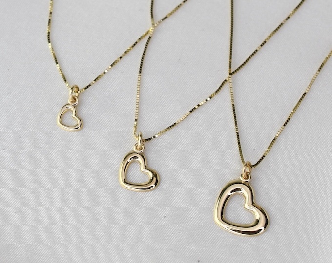 14K Gold Tiny Open Heart Generations necklace. Generations gift