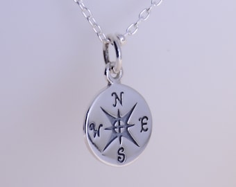 Compass necklace, Tiny compass necklace, Bon boyage necklace, Graduation gift