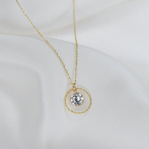 14K Gold CZ Necklace. Adjustable necklace