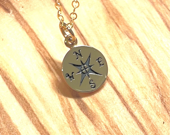 Graduation Gift for Her Compass Necklace, Gold Travel Jewelry, Engraved Compass, Bon Voyage Gift for Her, Inspirational Graduation Gift