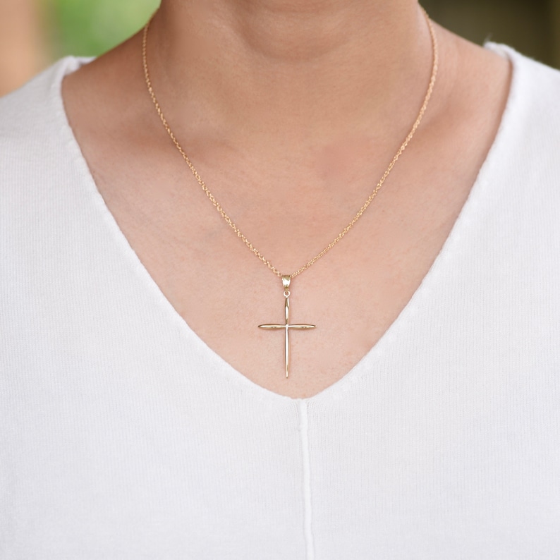 14K Solid Gold Cross Necklace 14K Gold Cross Necklace