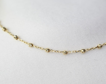14k Gold Bead Bracelet: Delicate Chain Bracelet