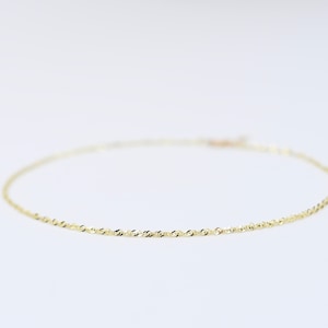 14K Gold Delicate Bracelet - 14K White Gold Chain Bracelet - 14K Yellow Gold Chain Bracelet - 1.5mm Singapore Chain