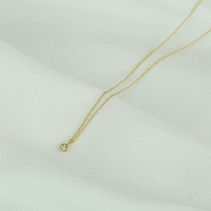 14K Gold Tiny Diamond Necklace