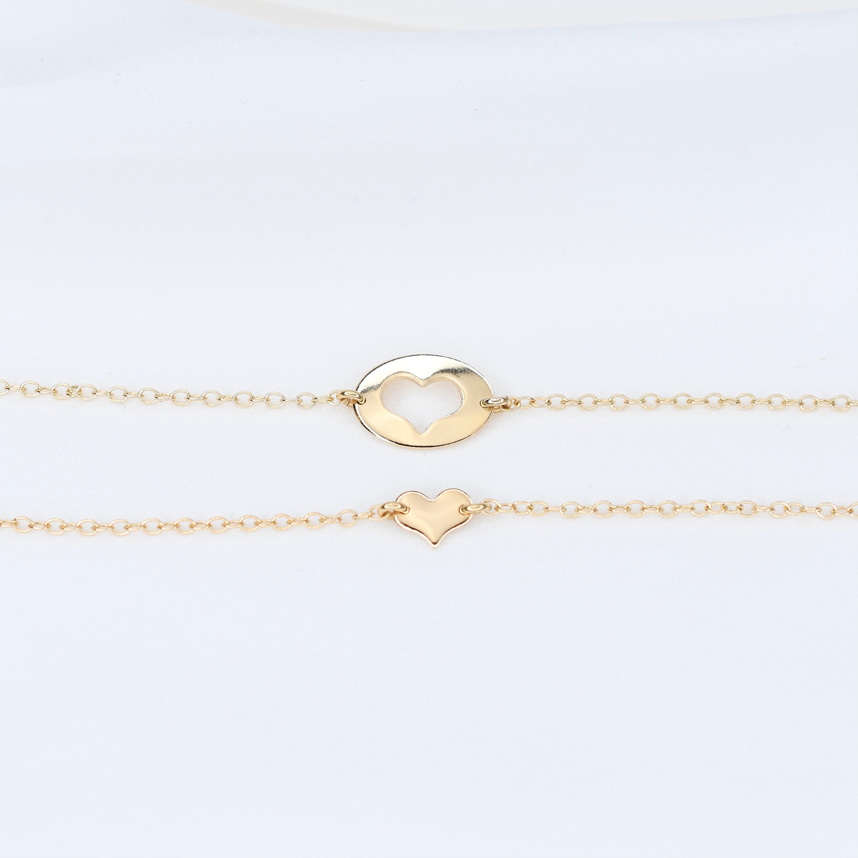 Mother Daughter 14k Gold Bracelet set. Mother daughter gift. 14K