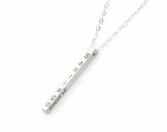 Sterling Silver Bar Necklace, Personalized Keepsake Jewelry, New Mom Birth Gift
