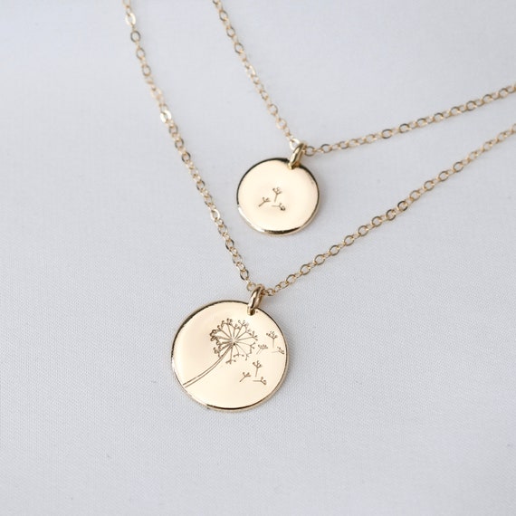 14K Gold Mother Daughter Necklace Set 