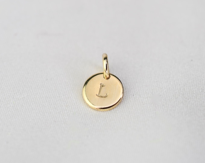 14k Gold Tiny Initial Charm - Add on
