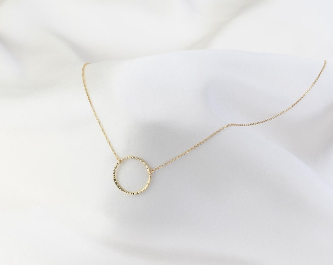 14K Gold Circle Necklace – 14k Gold Karma necklace – Solid 14K Yellow Gold Jewelry – Minimalist Gift for Her