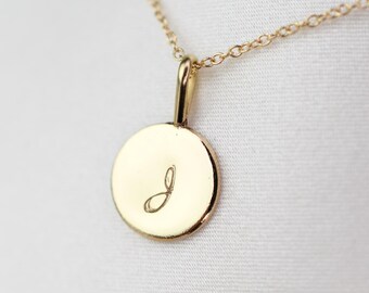 14K Solid Gold Initial Necklace: Personalized Charm Pendant
