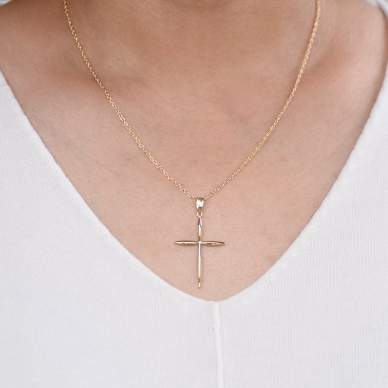 14K Solid Gold Cross Necklace 14K Gold Cross Necklace