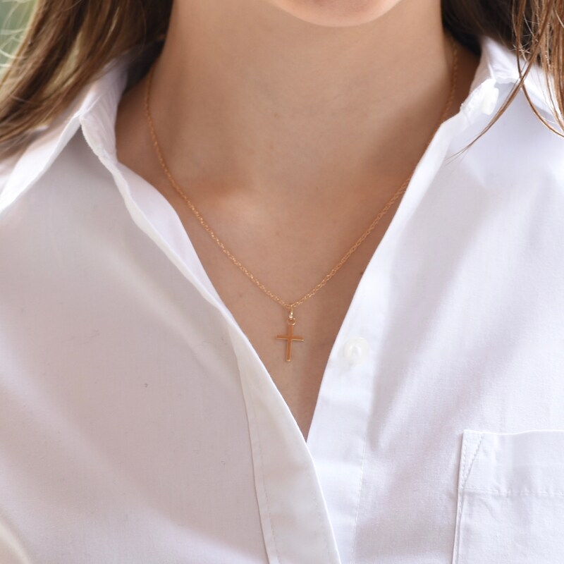 Gold Boxed Cross Necklace