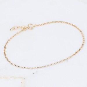 Everyday Bracelet Stacks Gold Chains, 14K Solid Yellow Gold Dainty Chain Bracelet, Delicate Gold Bracelet, Stackable Gold Bracelet for Her