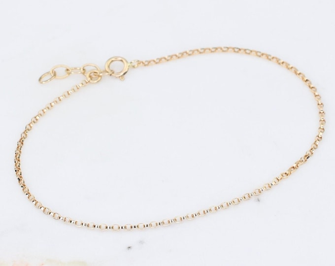 Everyday Bracelet Stacks Gold Chains, 14K Solid Yellow Gold Dainty Chain Bracelet, Delicate Gold Bracelet, Stackable Gold Bracelet for Her