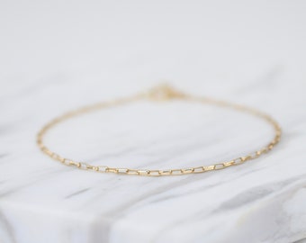 14K Solid Gold Bracelet - Gold Dainty Chain Bracelet
