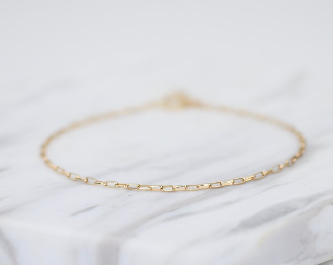 14K Solid Gold Bracelet - Gold Dainty Chain Bracelet