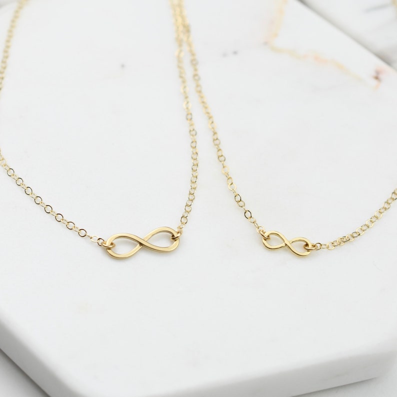 14k Gold Mother Daughter Infinity Necklace Set Mother Etsy