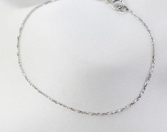14K White Gold Dainty Chain Bracelet - Ultra Delicate 14K Solid White Gold Bracelet - Simple chain bracelet