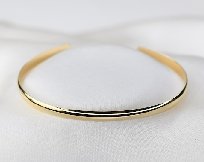 14K Solid Gold Cuff Bracelet, 14K Gold Minimalist Cuff Bracelet