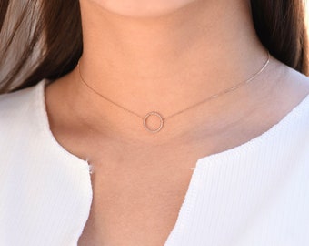 14K Rose Gold Karma Circle Choker Necklace