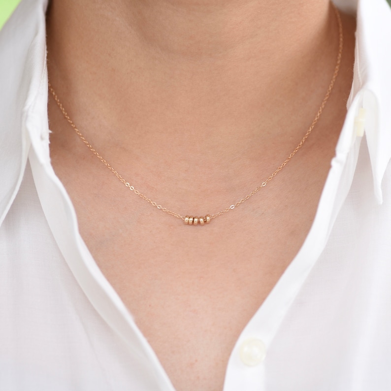14K Gold Dainty Beads Necklace. 14K gold delicate necklace. Etsy