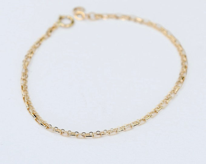 14K Gold Delicate Double Chain Gold Bracelet - Gold Dainty Chain Bracelet