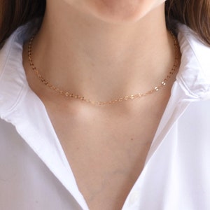 Delicate Necklace Gold Choker. 14K gold necklace.