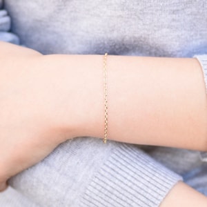 14K gold bracelet - 14K Solid gold chain bracelet - Minimalist bracelet