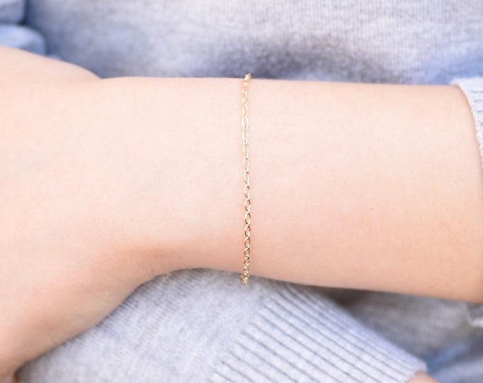 14K gold bracelet - 14K Solid gold chain bracelet - Minimalist bracelet