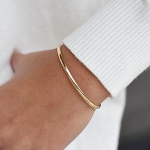 14K Solid Gold Cuff Bracelet, 14k Gold Minimalist Cuff Bracelet