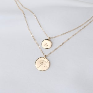14K Gold Mother Daughter Necklace Set - Dandelion necklace.