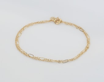 14K Gold Multi Chain Bracelet - 14K Gold Double Chain Bracelet
