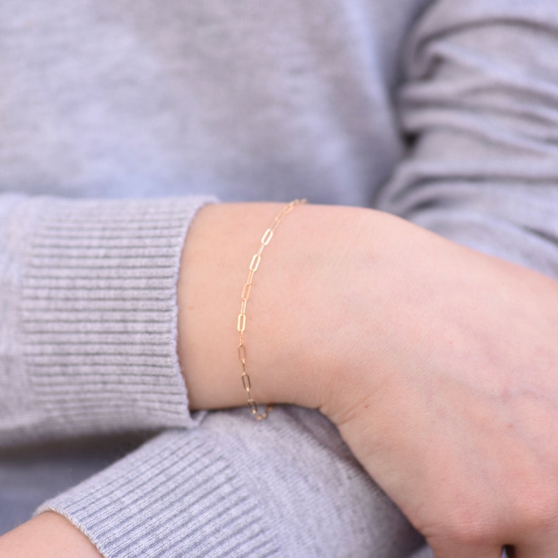 Delicate 14K Gold Bracelet Gold Dainty Chain Bracelet Etsy