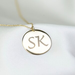 14k Gold Personalized Necklace. 14k gold personalized coin necklace