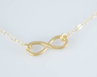 14K Gold Infinity necklace. 14K gold petite infinity necklace. 14K gold small infinity charm necklace. Infinity necklace