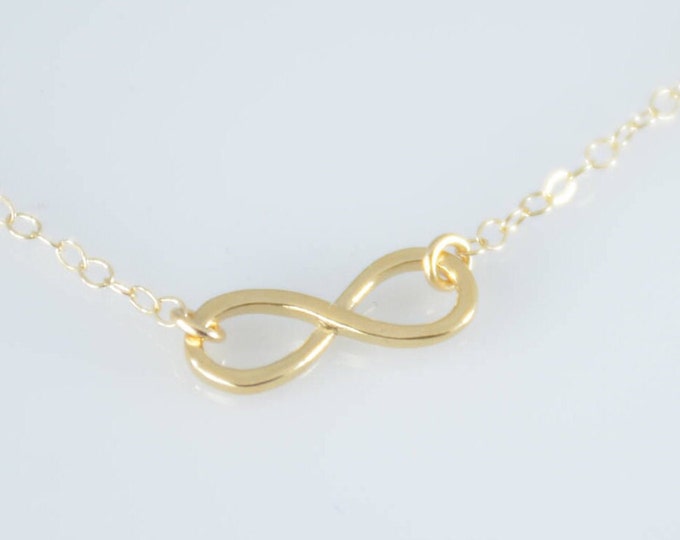 14K Gold Infinity necklace. 14K gold petite infinity necklace. 14K gold small infinity charm necklace. Infinity necklace