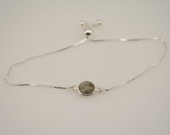 Sale - Labradorite bracelet. Sterling silver expandable labradorite bracelet