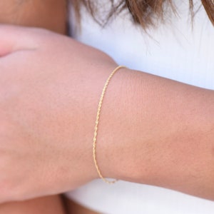 14K Gold Dainty Sparkle Chain Bracelet - 14K Gold 1.1mm Chain Bracelet