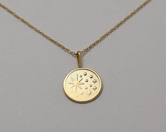 14K Solid Gold North Star Necklace, Dainty Star Charm, Minimalist Gold Necklace, Celestial Jewelry, Guiding Star Gift, Layering Necklace
