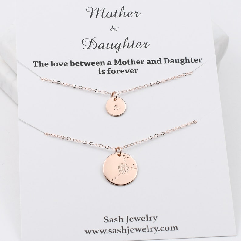 Mother Daughter Necklace Set Dandelion necklace. Mother daughter dandelion necklace set. Sterling silver, gold filled or rose gold filled image 2