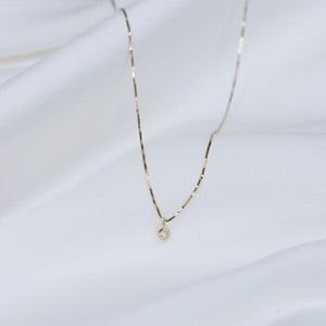 14K Gold Tiny Diamond Necklace Tiny diamond image 7